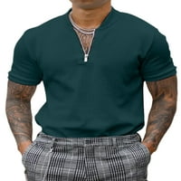 Muška majica kratkih rukava s okruglim vratom, ležerni ljetni vrhovi s patentnim zatvaračem, Jednobojni Sportski