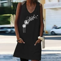 Lenago Ljetne haljine za žene plus moda moda casual seksi haljine za tiskare s V-izrezom džepovi gumb za ljetni