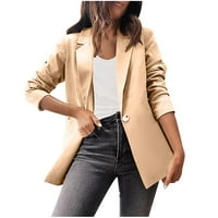 Ženski Casual Blazer, jakna s džepovima, moderno jednobojno odijelo s dugim rukavima, udobni široki vrhovi, dugi