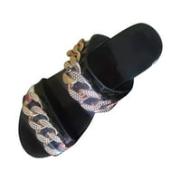 Papuče za žene sandale žene ravni papuče lanac otvoreni nožni prst udobna plaža rimske cipele flop crno