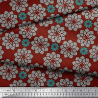 Soimoi crvena pamučna poprilična tkanina umjetnički cvijet mandala tiskana tkanina tkanina po dvorištu široko