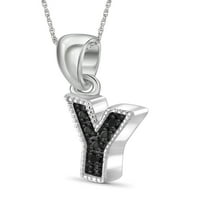 Jewelersclub crni dijamantni naglasak sterling srebro od a do z početni privjesak, 18