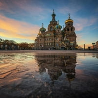 Laminirani hram Spasitelja na krvi Sankt Peterburg odraz foto plakat s fotografijom, znak za suho brisanje 24