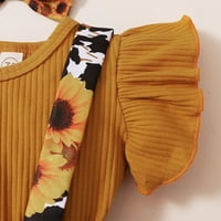 Novorođenčad za bebe djevojčice Ljetna odjeća košulje s rebrastim ruffle + suspender cvjetači kratke hlače odijelo