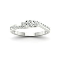 Dijamantni prsten za obljetnicu od 12 karata od bijelog zlata od 10 karata s tri kamena