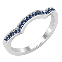 Kolekcija; Okrugli Ženski zaručnički prsten s plavim safirom i zakrivljenim obrisom od bijelog zlata 10K, veličina