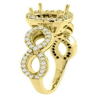 Zaručnički prsten od žutog zlata od 14 karata s prirodnim zelenim ametistom i dijamantnim umetcima u veličini
