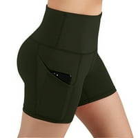 Yoga hlače ženski džepovi s visokim strukom joge kratke hlače za kontrolu trbuha trening za trčanje hlače ženske