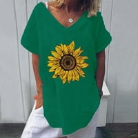 Ženska majica s kratkim rukavima s printom majica s kratkim rukavima s širokim vratom majica s bluzom majica za