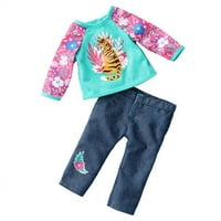 Modni set odjeće u A-listi uključuje zimsku odjeću u A-listi i zelenu tigrastu košulju i hlače za lutke od 18