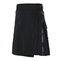Muške hlače povremeni škotski stil kabed kontrast džepni suknja hlača