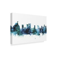 Zaštitni znak Fine Art 'Rio de Janeiro Skyline Brazil Blue' platno umjetnost Michaela Tompsetta