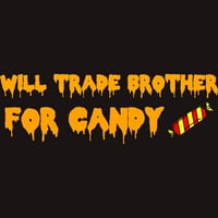Hoće li trgovati bratom za bombone, smiješni poklon za Halloween Mens Ugljen Heather Grey Graphic Tee - Dizajn