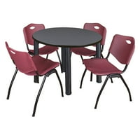 Okrugli stol za odmor od 48- Siva, Crna i stolice abou abou-plava