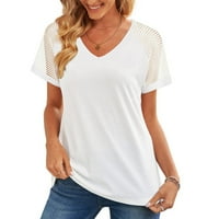 Ženska bluza Plus Size, do lakta, široka Bluza, vrhovi, jednobojna majica s izrezom, široki čipkasti vrhovi kratkih