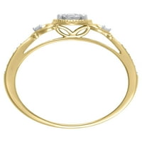 Dijamantni naglasak drži mi prsten za obećanje Dijamanta za ruke u 10kt žutom zlatu, veličina 8