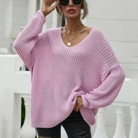 Preveliki ženski džemperi, modni džemperi za žene, ležerni pulover s okruglim vratom s dugim rukavima,