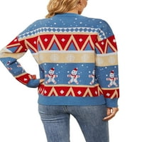 ženski Božićni džemper s dugim rukavima, zimski pleteni pulover od medenjaka za svakodnevno nošenje