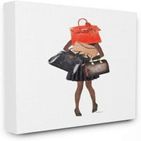Stupell Industries Fashionista koja nose dizajnerske torbe Glam Shopping koju je dizajnirala Amanda Greenwood