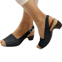 Sandale ženske sandale za žene ženske modne cipele na visoku petu single sandale ženske PU kožne sandale u crnoj