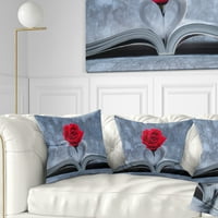 DesignArt Crvena ruža unutar knjige - jastuk za cvjetni bacanje - 16x16