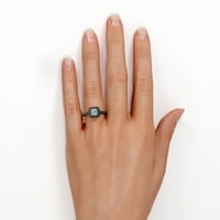 Dvostruki Halo dizajn je dijamant rezan 0. Laboratorijski proizvedeni Crni Dijamant-zaručnički prsten s umetcima-10K