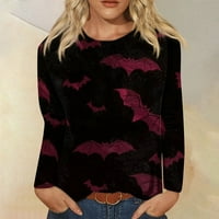Ženska modna ležerna majica s okruglim vratom s dugim rukavima s printom za Noć vještica