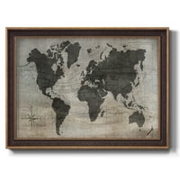 Svjetska karta premium uokvirena platno- spremno za objesiti