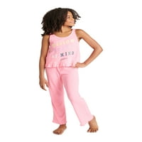 Justice Girls 3-komad tenk za ruffle, kratki i hlača pidžama set za spavanje, veličine 5-18