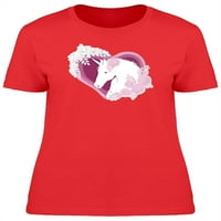 Bijela jednorog ružičasta majica s srcem Women -imeons by Shutterstock, žensko malo