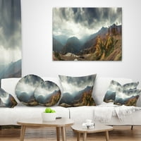 Ojentažni kavkaski planine Bijela panorama - pejzažni tiskani jastuk za bacanje - 16x16