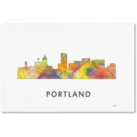Zaštitni znak Fine Art 'Portland Oregon Skyline WB-1' Canvas Art by Marlene Watson