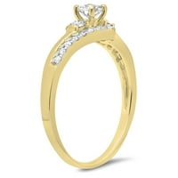 Kolekcija 0. Zaručnički prsten od okruglog dijamanta od 14 karata, žuto zlato, veličina 4,5