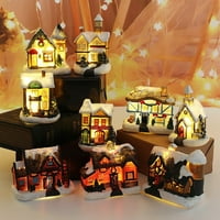 LED rasvjeta u mumbo-u osvjetljava scenu božićnog dekora male rustikalne kuće