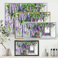 DesignArt 'Purple Wisteria Blossom' tradicionalno uokvireno platno zidne umjetničke ispis