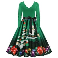 Mini haljine za žene u retro stilu s izrezom u obliku slova A i cvjetnim printom, Božićna zabava za domaćice,