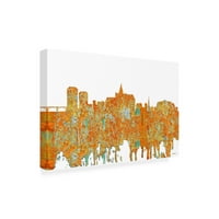 Marlene Watson 'Saskatoon Sask. Skyline Rust 'Canvas Art