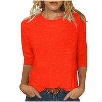 Topovi tunike Plus veličine za žene modna jednobojna majica s rukavima srednje duljine bluza s okruglim vratom