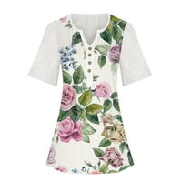 Bluza Za Žene, Modni Ženski proljetni i ljetni print s cvijećem i pticama, Casual Top s okruglim vratom i kratkim