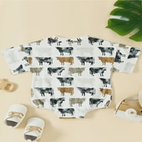 Peyakidsaa novorođenčadi djevojčice kratke rukave kratke rupice playsuit krava tiskani ljetni kombinezon za bodysuit