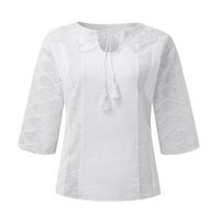 Košulje tunike za žene rukavi casual vrhovi Žene Ljeto labave čipke ljetne bluze casual ljeto v vrat ženke boho