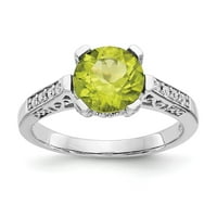 Čvrsta 10k dijamant bijelog zlata i Peridot Green August August Gemstone zaručnički prsten Veličina