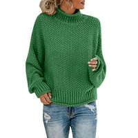 Ženski džemperi od džempera s dugim rukavima, ženska dolčevita s okruglim vratom, jednobojni pleteni pulover,