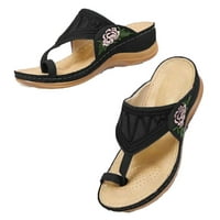 Borniu ženske sandale okreću se za žene, ljeto plus veličine okrugli nožni prst cvijet srednje pete casual ženske