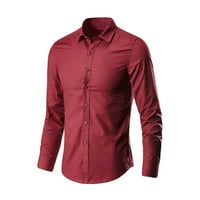 Muške košulje s dugim rukavima s dugim rukavima modna poslovna košulja s reverom jednobojna košulja gornja bluza