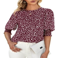 Ženska majica s kratkim rukavima, boemska majica s okruglim vratom, bluza od tunike s printom na točkice, boemska