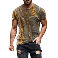 Nova modna ležerna muška majica s printom, sportska majica s rukavima i okruglim vratom, bluze i košulje u smeđoj