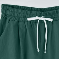Ženske kratke hlače Plus veličine, ljetne jednobojne hlače za vježbanje s elastičnim vezicama s visokim strukom