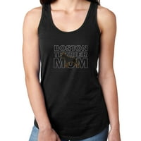 Ženska majica ukrašena rhinestonesom Crna Majica Bostonski terijer Mama pas ljubimac izrez u obliku slova u srednje