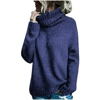 Ženski džemperi s okruglim vratom s dugim rukavima pleteni jednobojni jesensko-zimski ležerni široki džemper